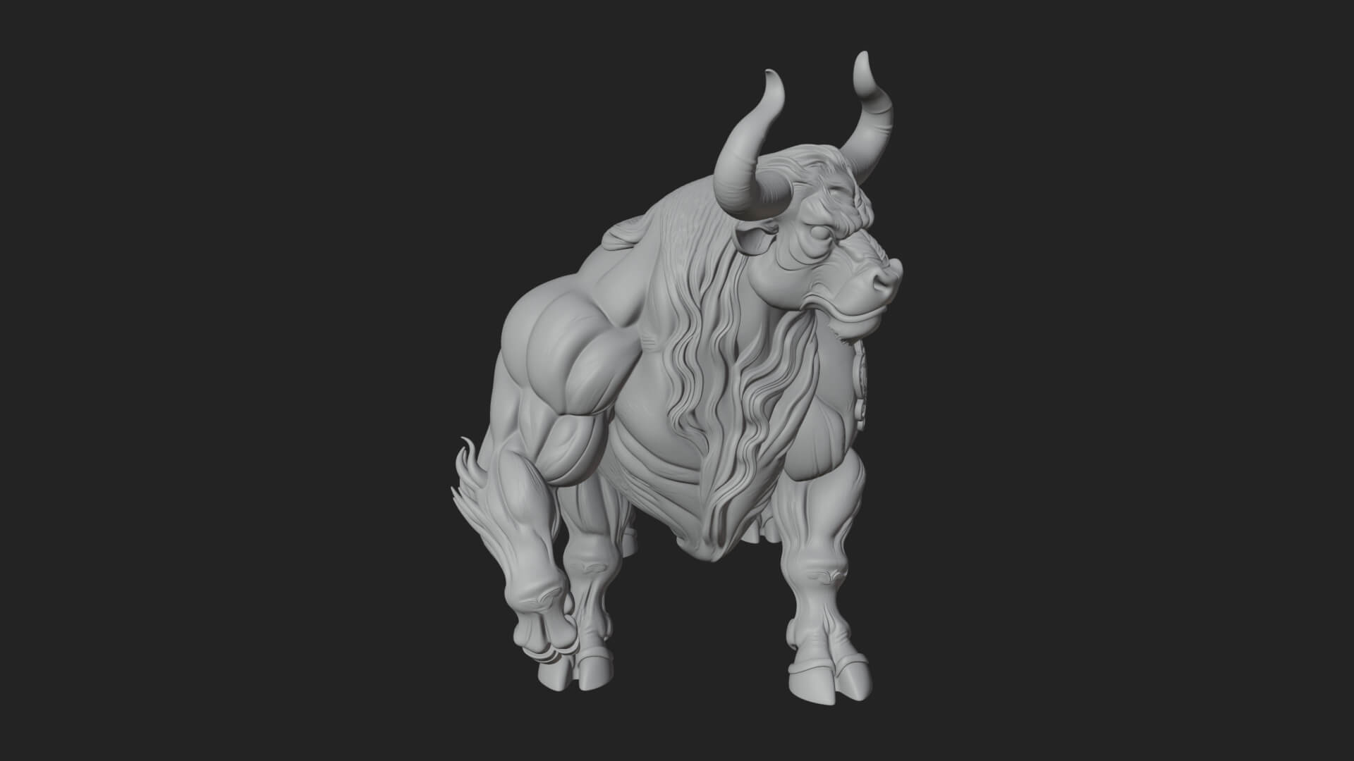 Horned Bull Animal Statue Design 1 3D Print Model 3D Model