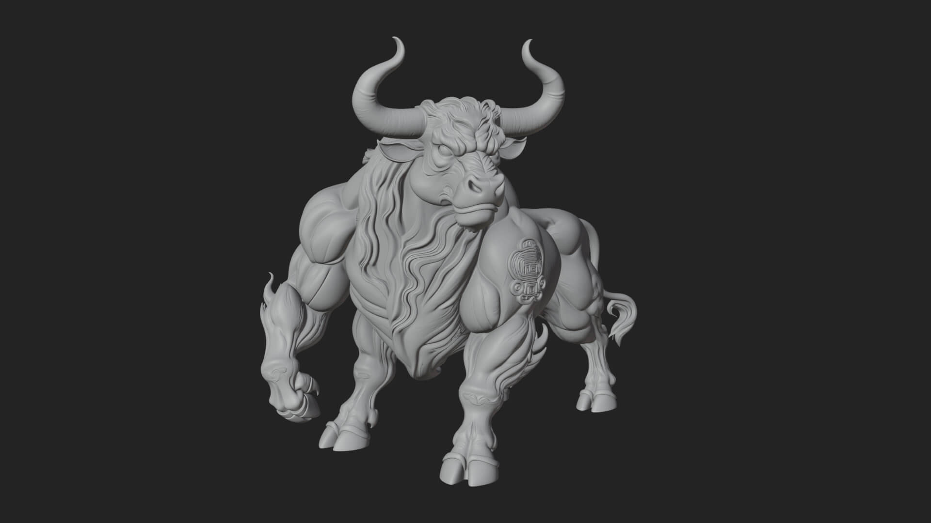 Horned Bull Animal Statue Design 1 3D Print Model 3D Model