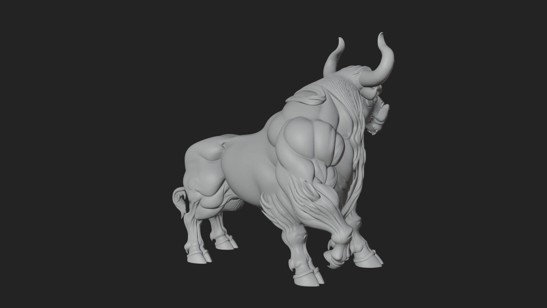 Horned Bull Animal Statue Design 1 3D Print Model 3D Model