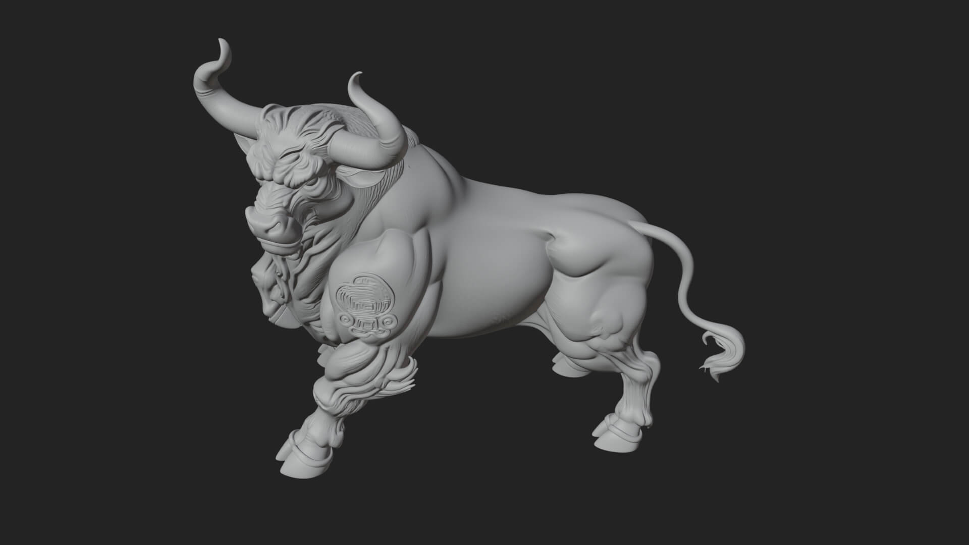Horned Bull Animal Statue Design 1 3D Print Model 3D Model