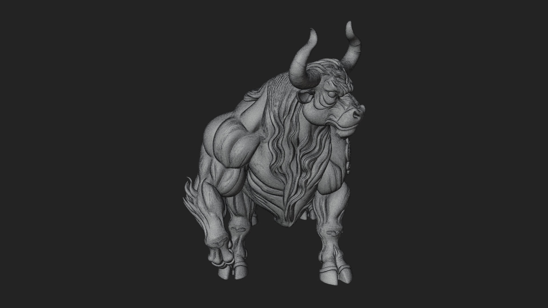Horned Bull Animal Statue Design 1 3D Print Model 3D Model
