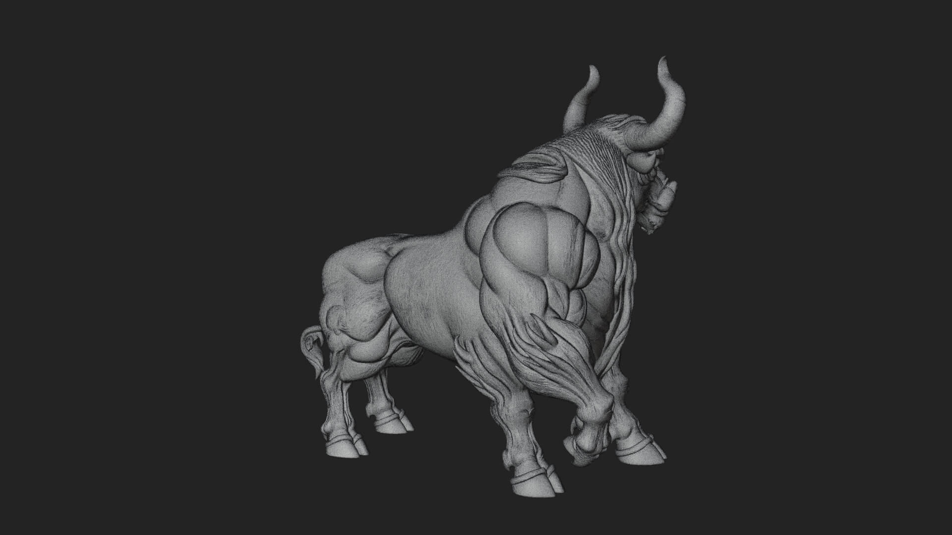 Horned Bull Animal Statue Design 1 3D Print Model 3D Model