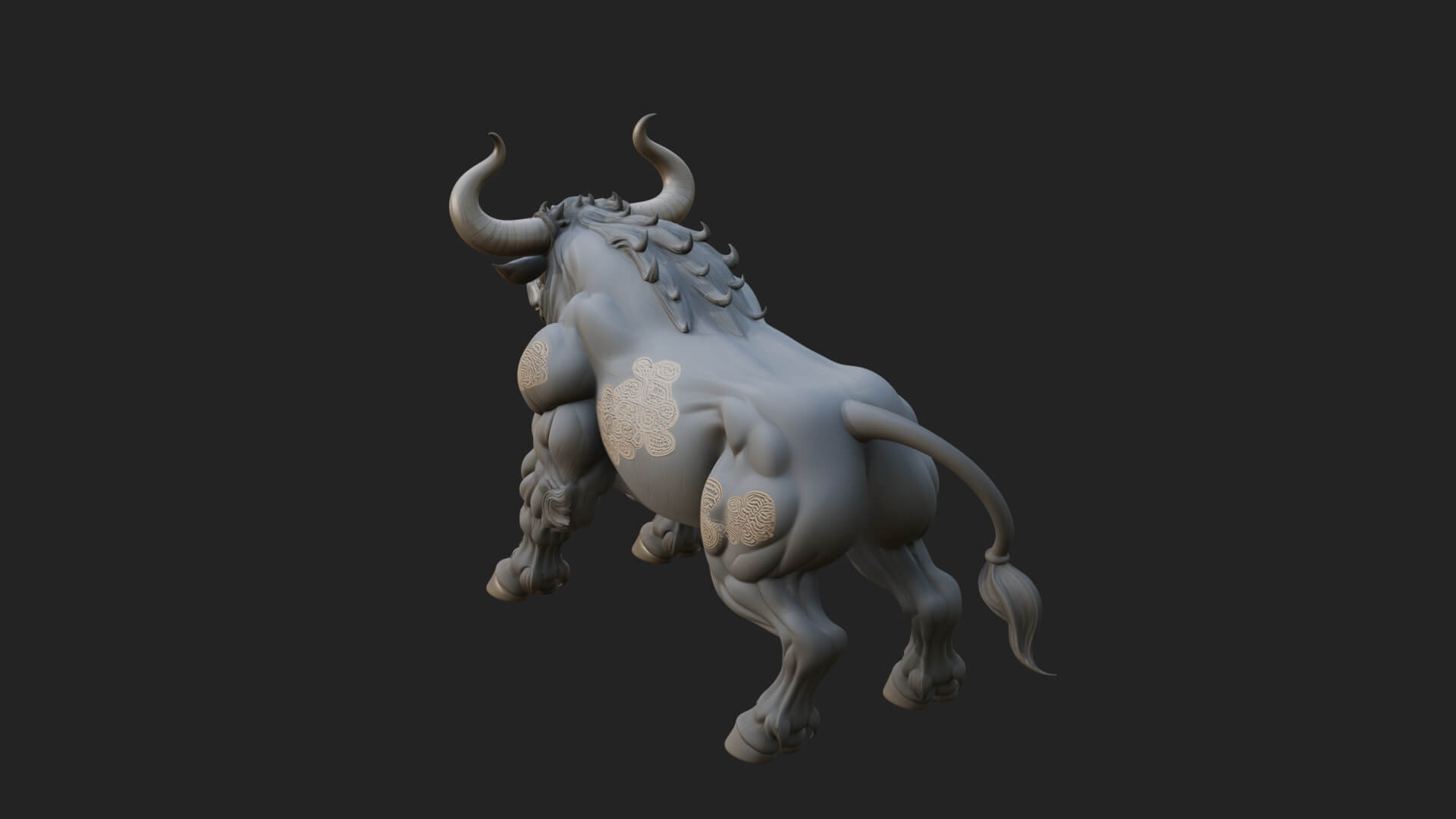 Horned Bull Animal Statue Design 2 3D Print Model 3D Model