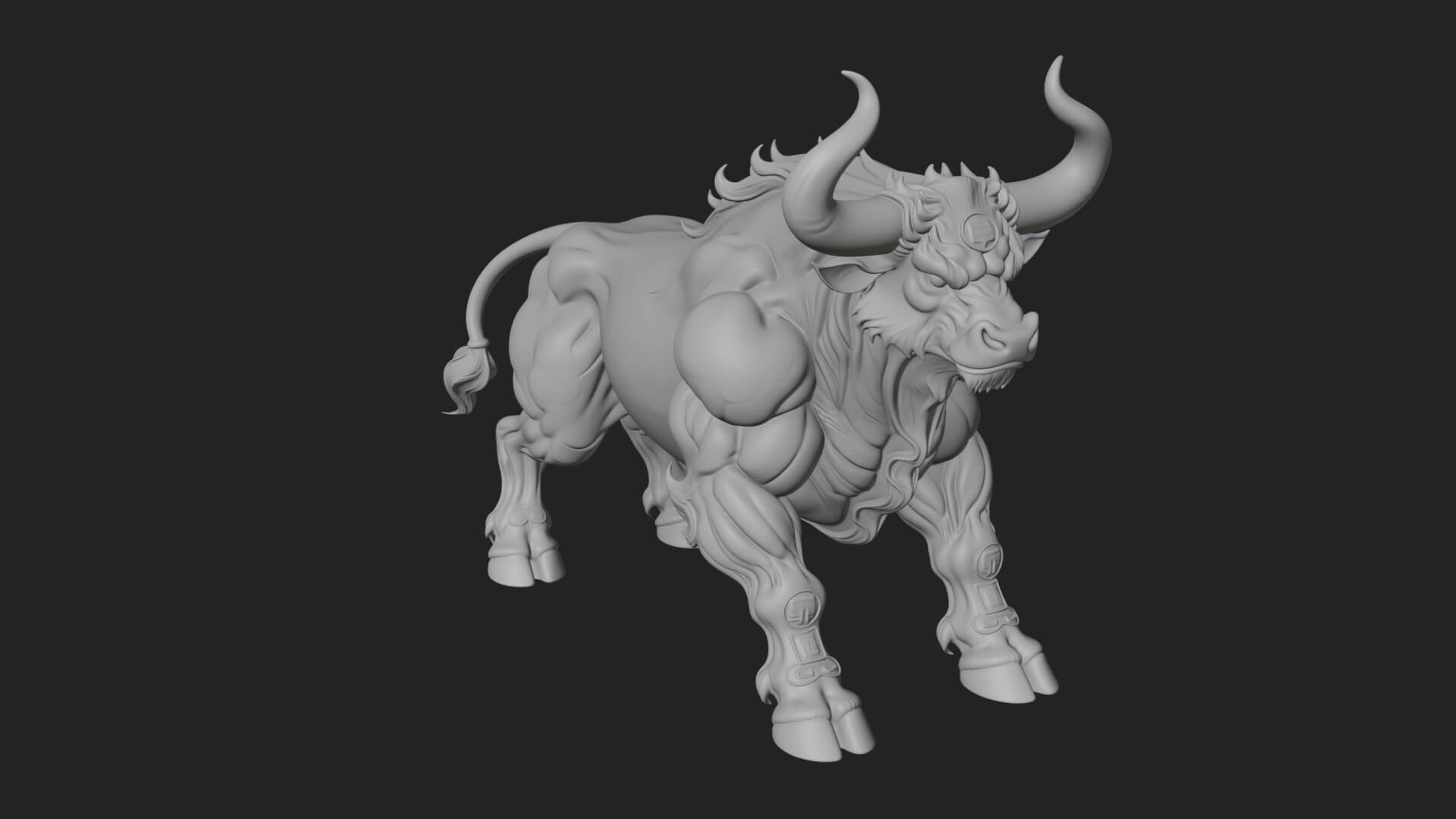 Horned Bull Animal Statue Design 2 3D Print Model 3D Model