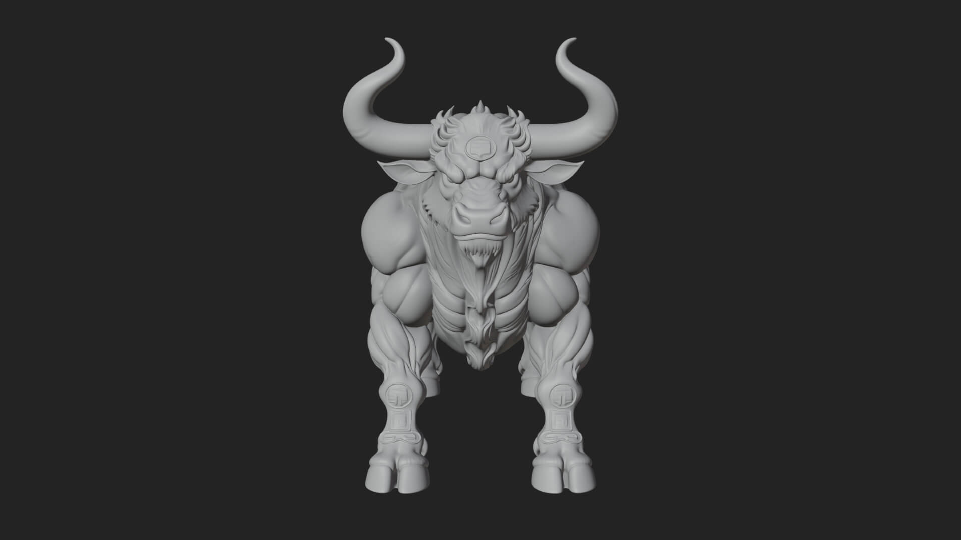 Horned Bull Animal Statue Design 2 3D Print Model 3D Model