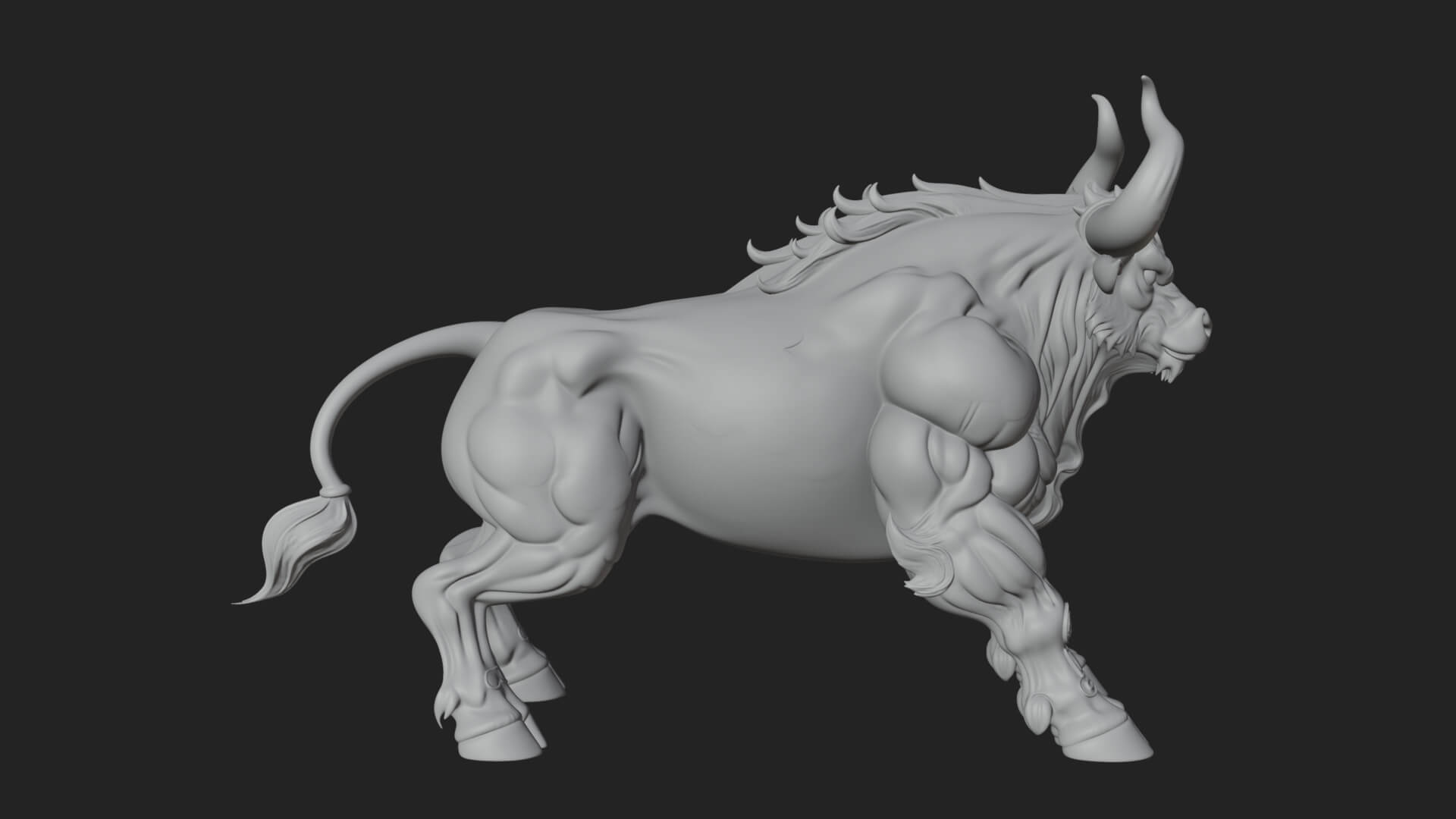 Horned Bull Animal Statue Design 2 3D Print Model 3D Model