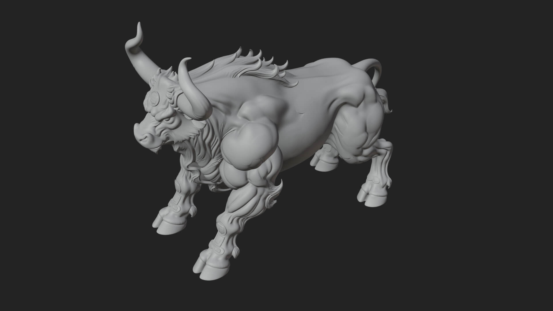 Horned Bull Animal Statue Design 2 3D Print Model 3D Model