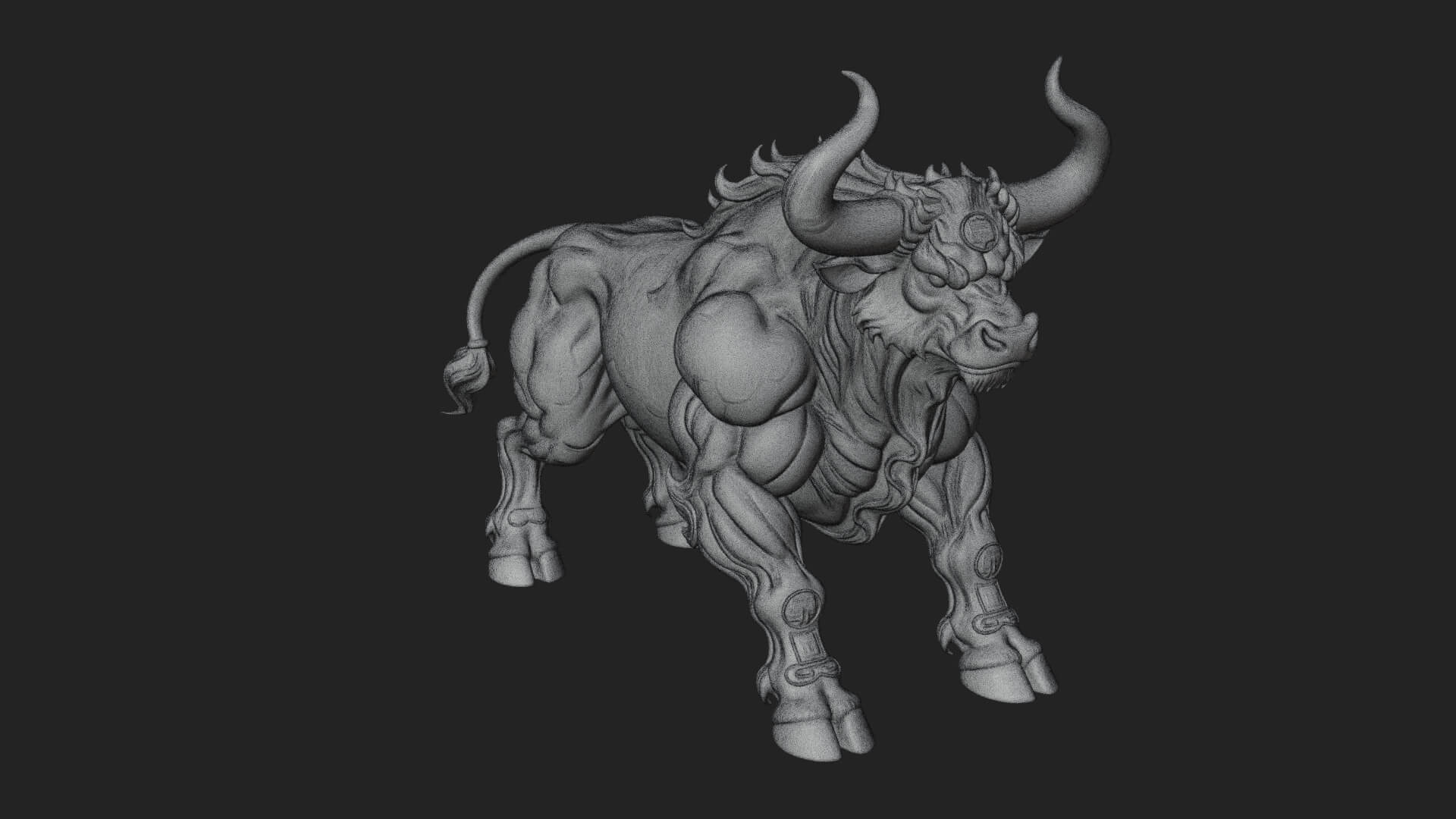 Horned Bull Animal Statue Design 2 3D Print Model 3D Model
