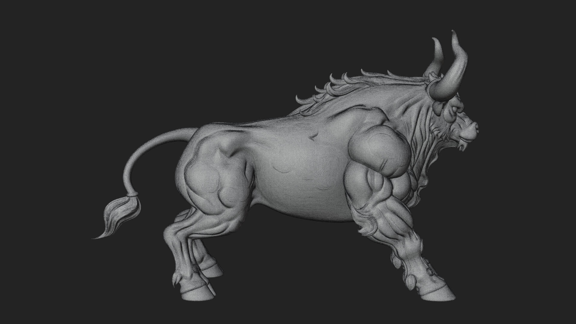 Horned Bull Animal Statue Design 2 3D Print Model 3D Model