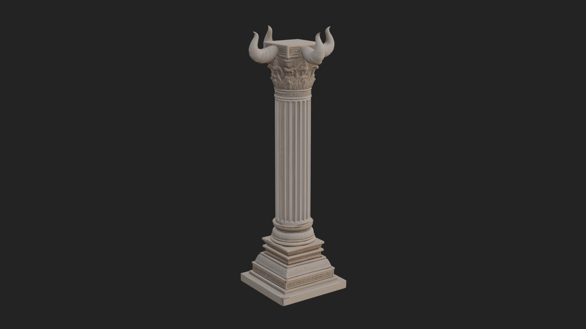 Horned Capital Stone Column Design 1 3D Print Model 3D Model