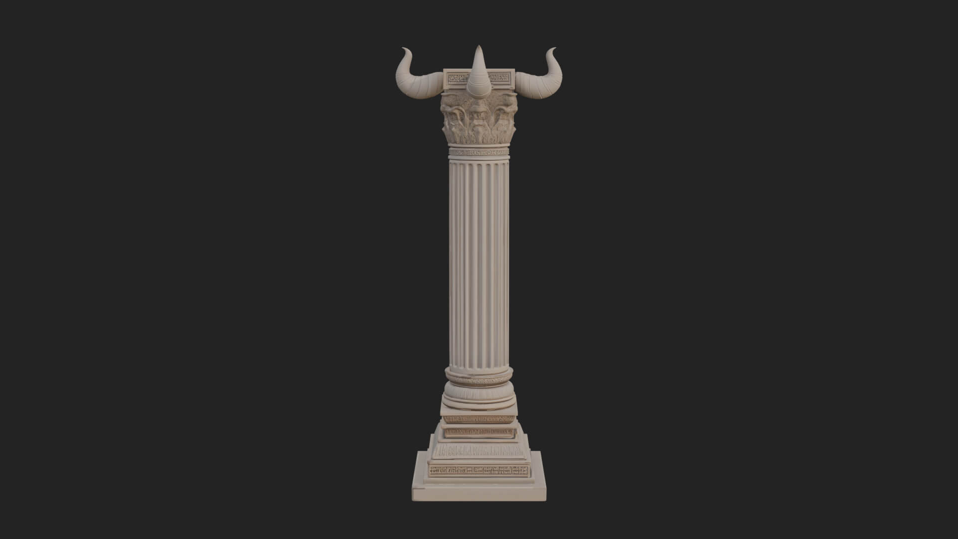 Horned Capital Stone Column Design 1 3D Print Model 3D Model