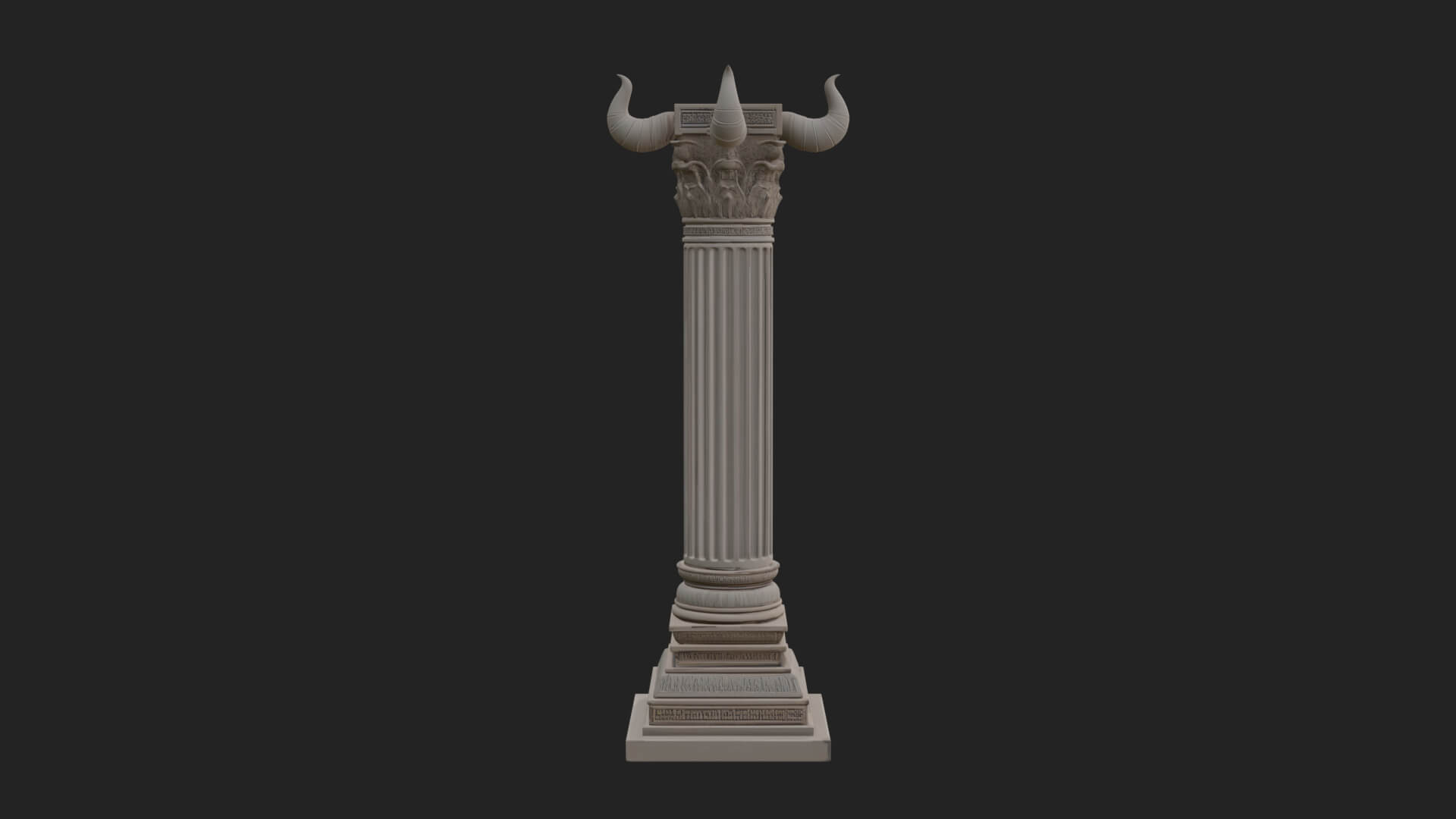 Horned Capital Stone Column Design 1 3D Print Model 3D Model