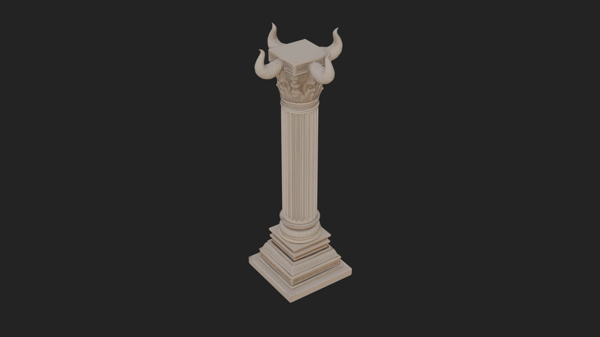 Horned Capital Stone Column Design 1 3D Print Model 3D Model