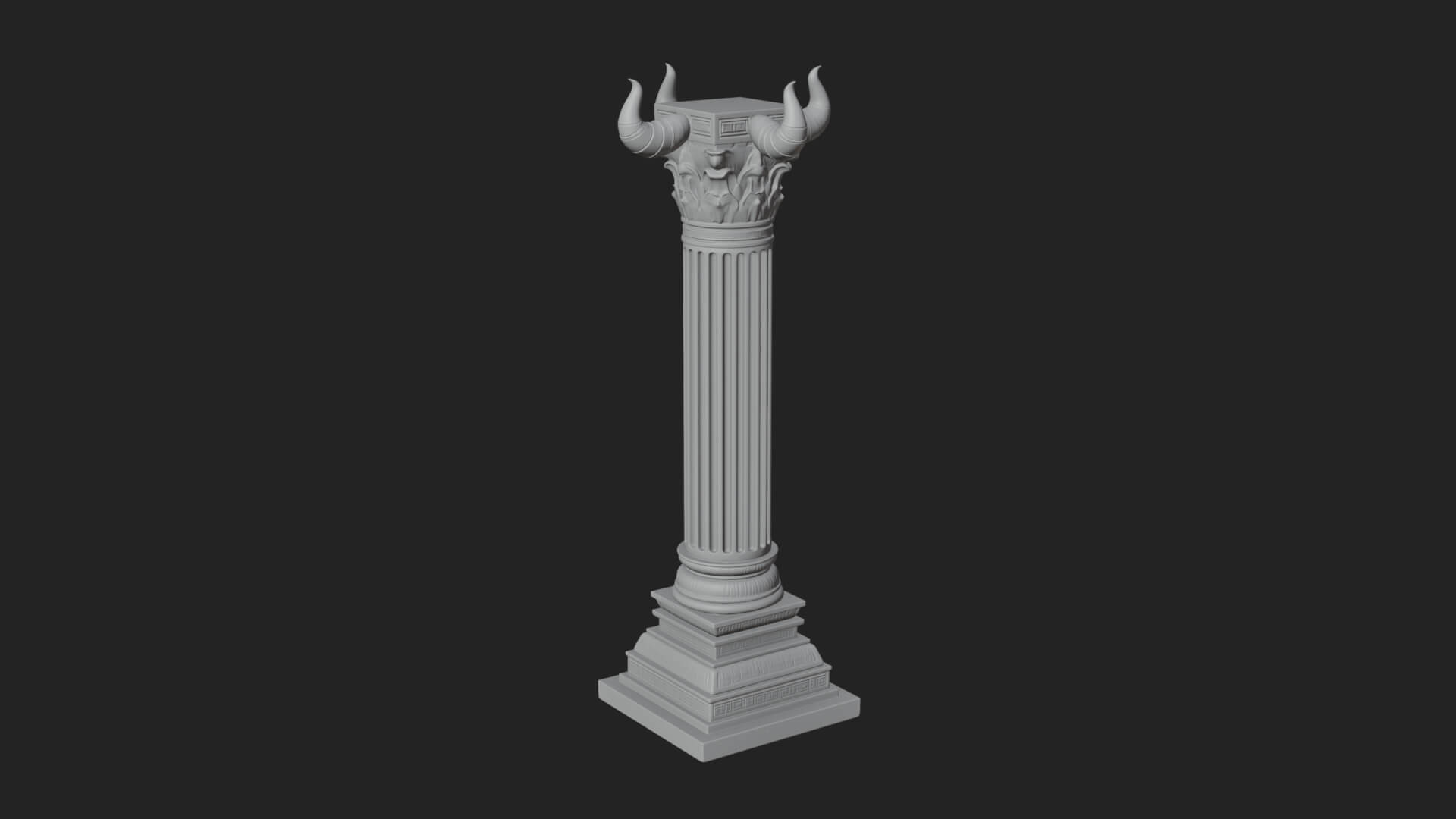 Horned Capital Stone Column Design 1 3D Print Model 3D Model