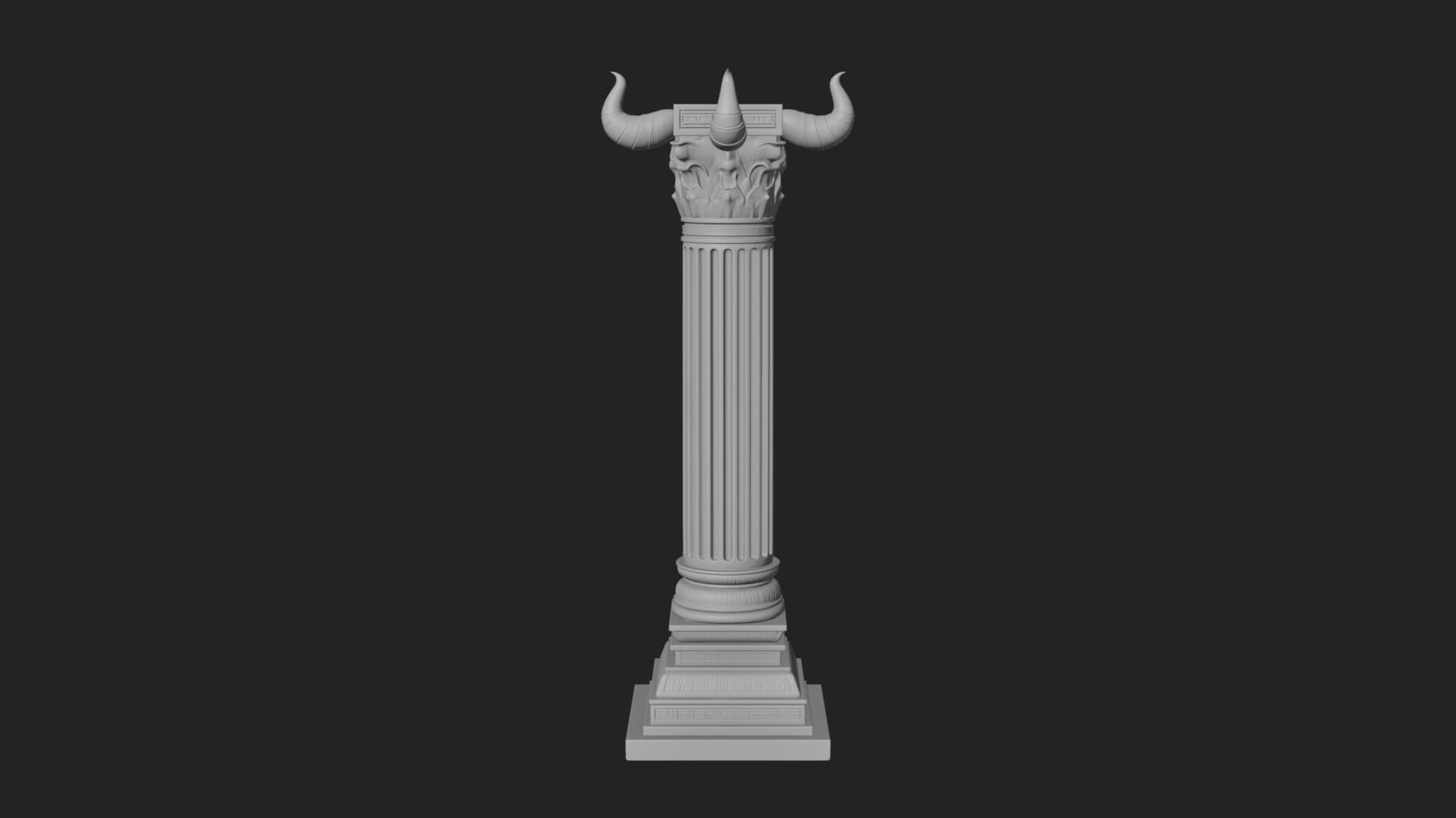 Horned Capital Stone Column Design 1 3D Print Model 3D Model