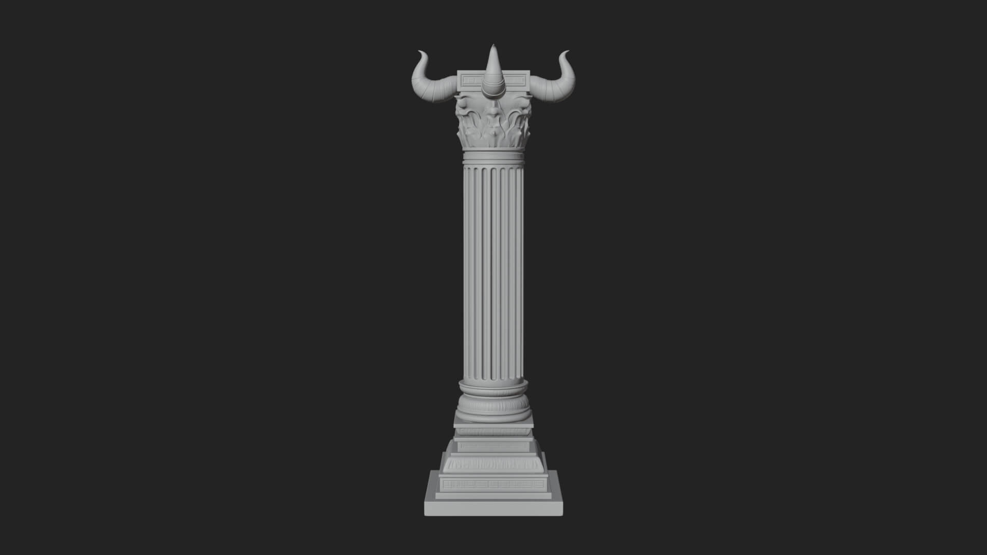 Horned Capital Stone Column Design 1 3D Print Model 3D Model