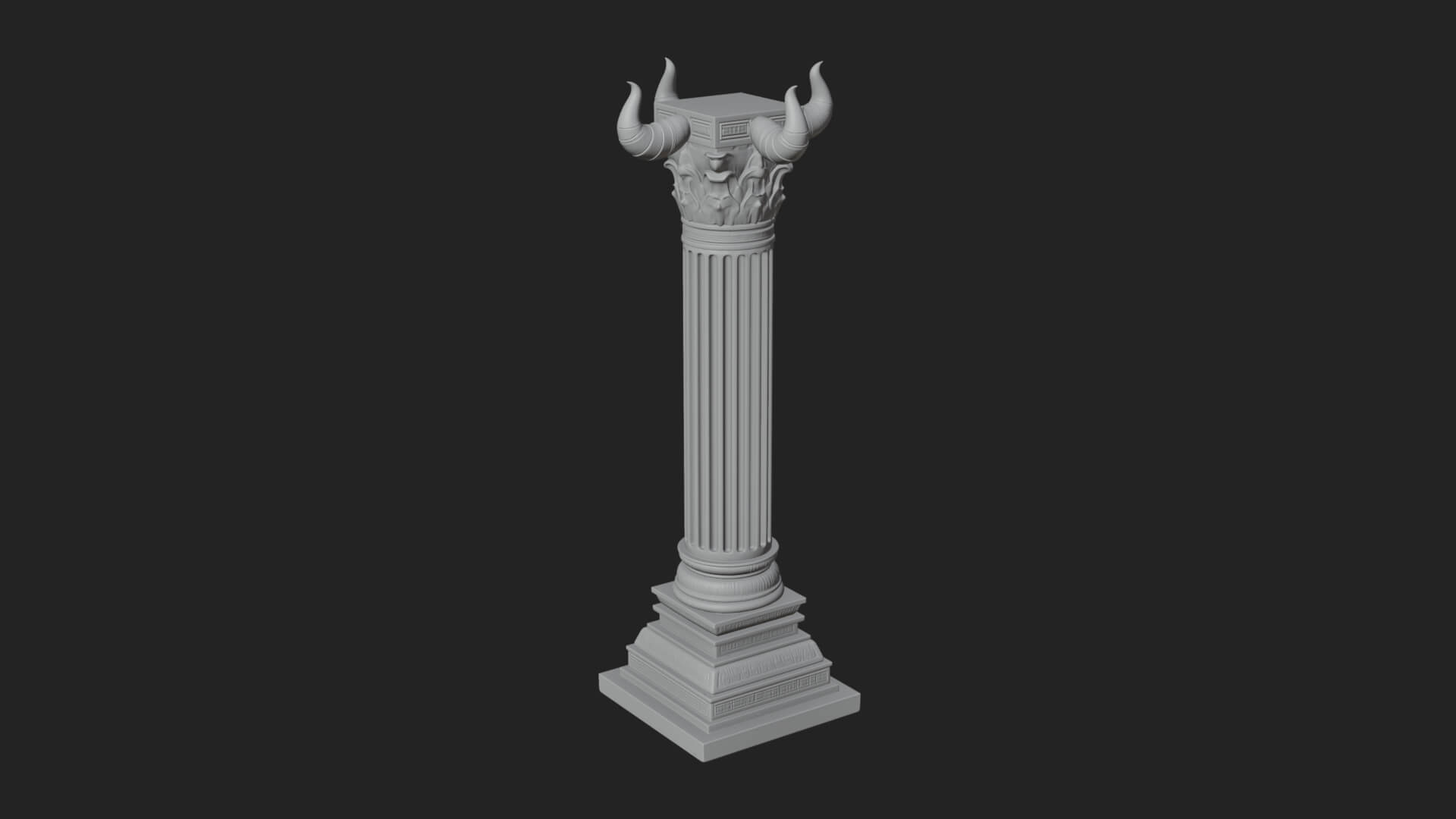 Horned Capital Stone Column Design 1 3D Print Model 3D Model
