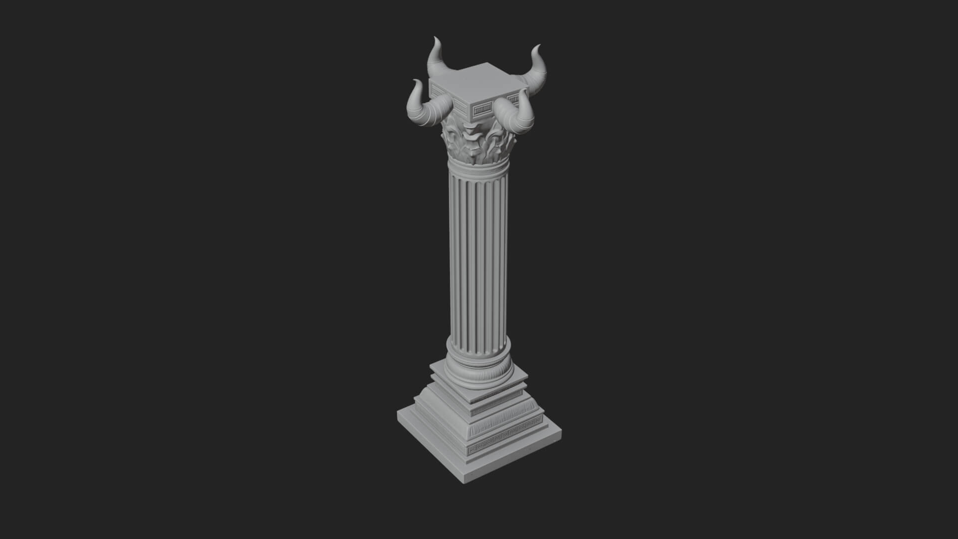 Horned Capital Stone Column Design 1 3D Print Model 3D Model