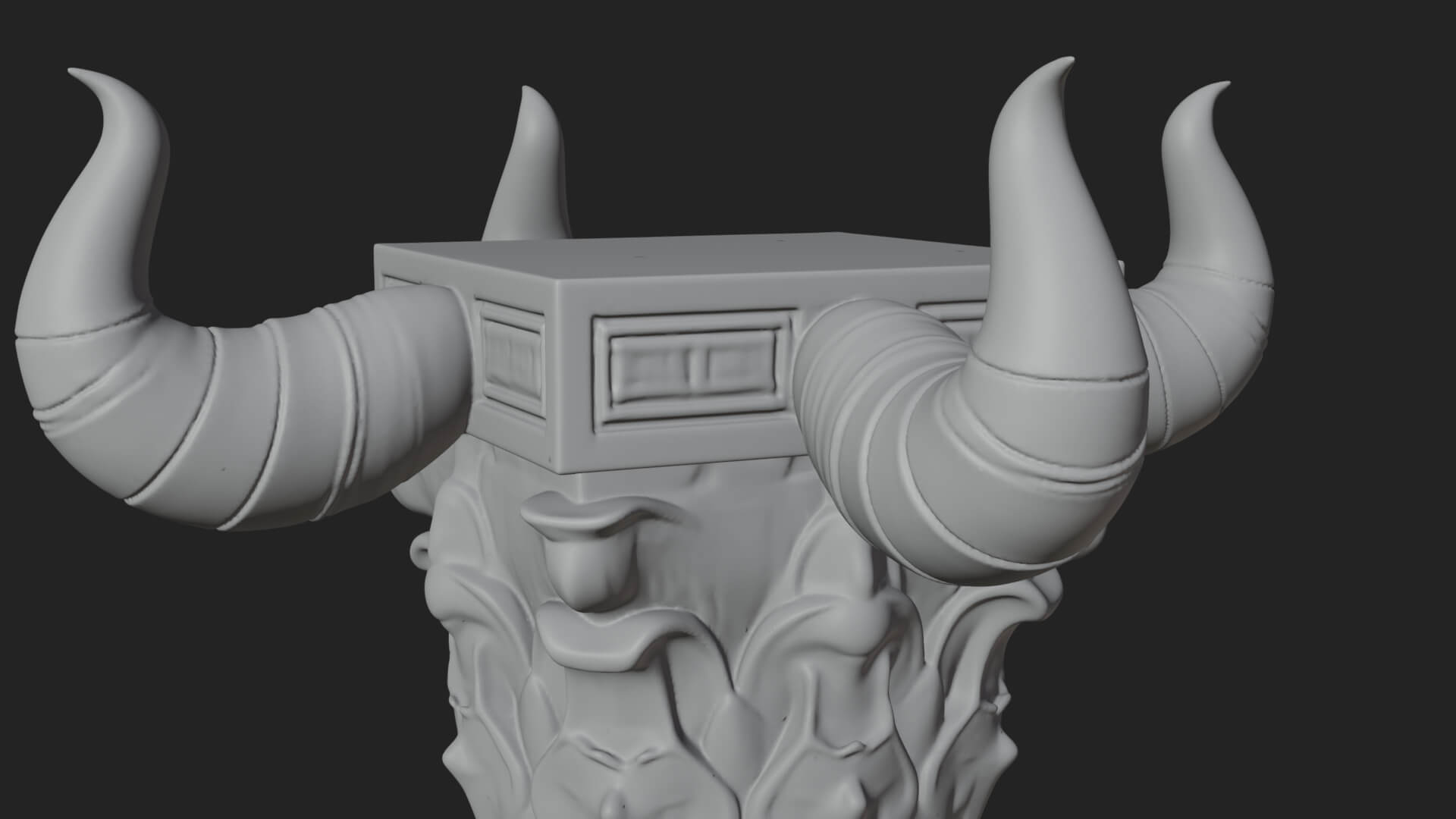Horned Capital Stone Column Design 1 3D Print Model 3D Model