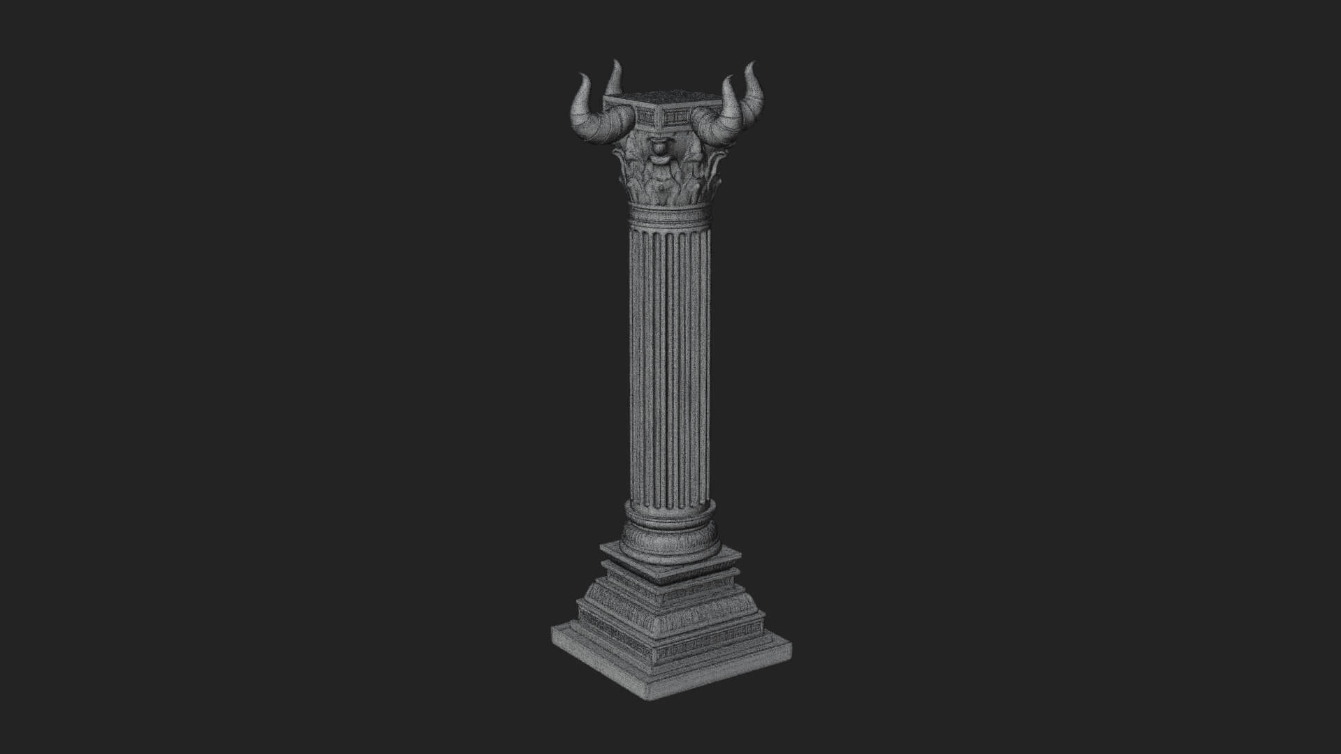 Horned Capital Stone Column Design 1 3D Print Model 3D Model