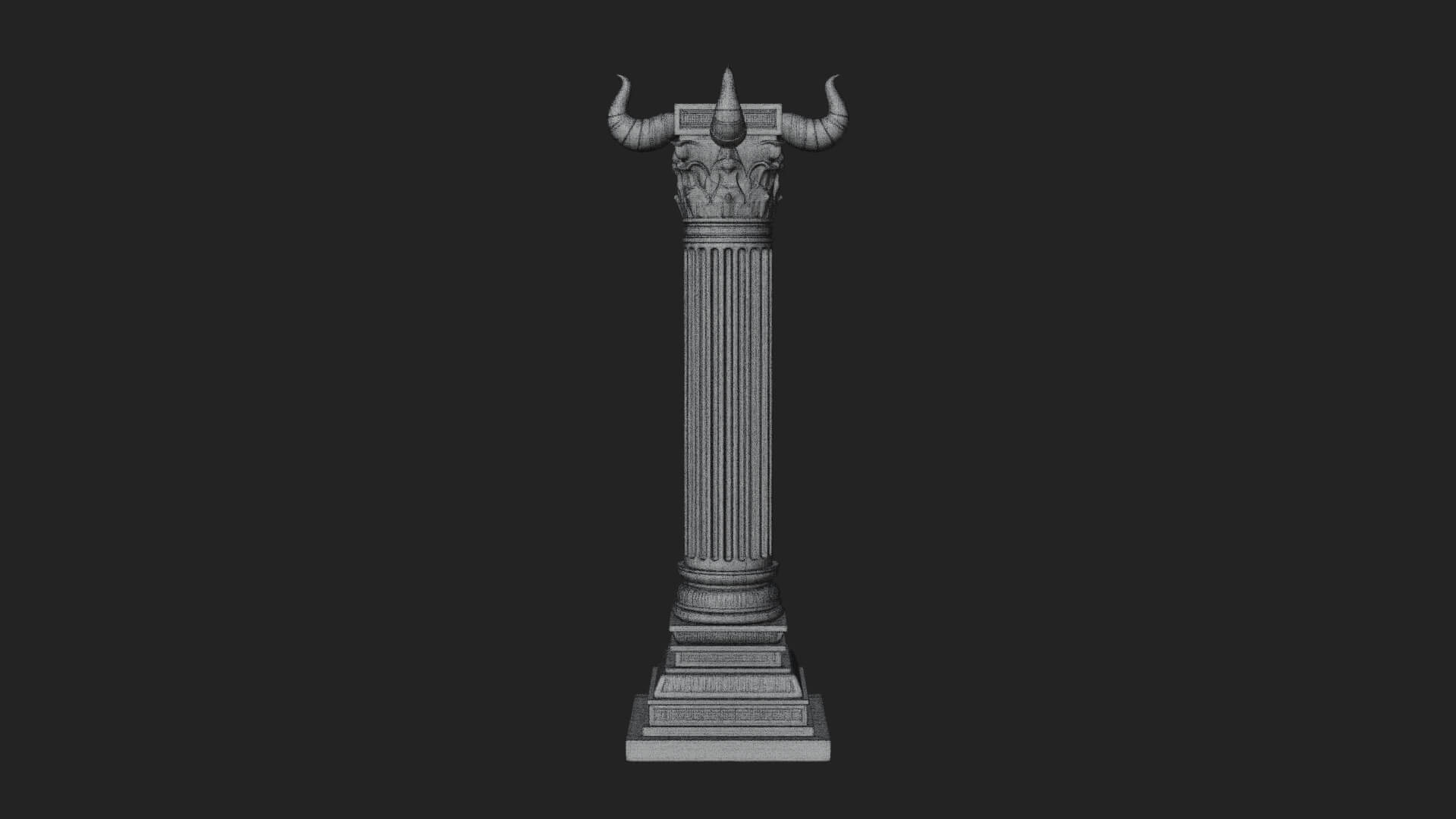 Horned Capital Stone Column Design 1 3D Print Model 3D Model