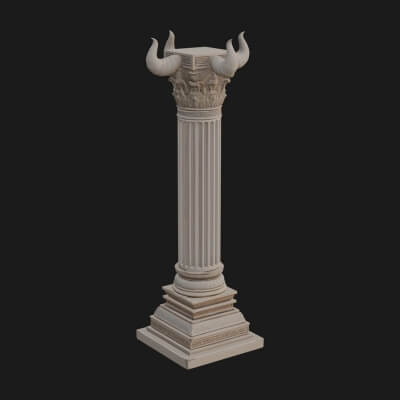 Horned Capital Stone Column Design 1 3D Print Model