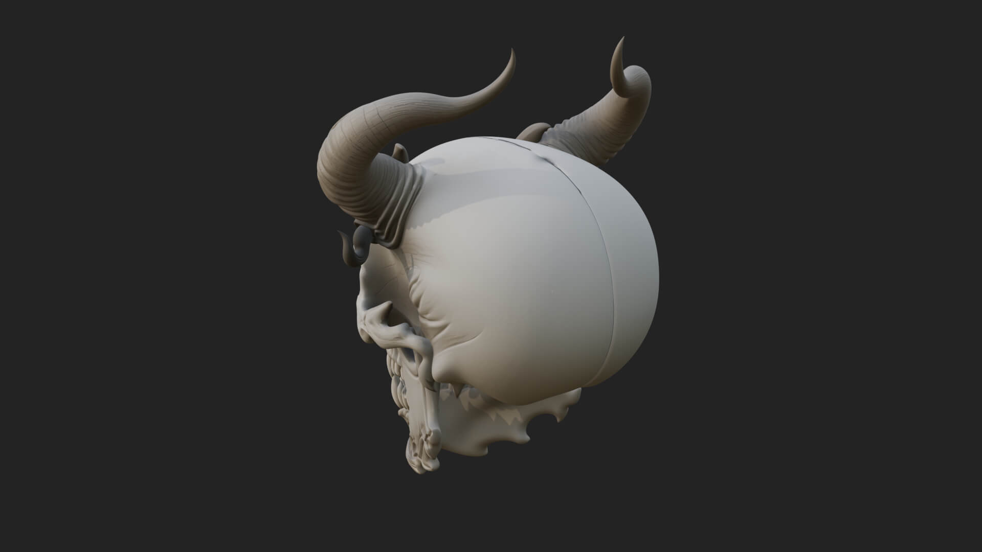 Horned Carved Skull Statue Design 1 3D Print Model 3D Model