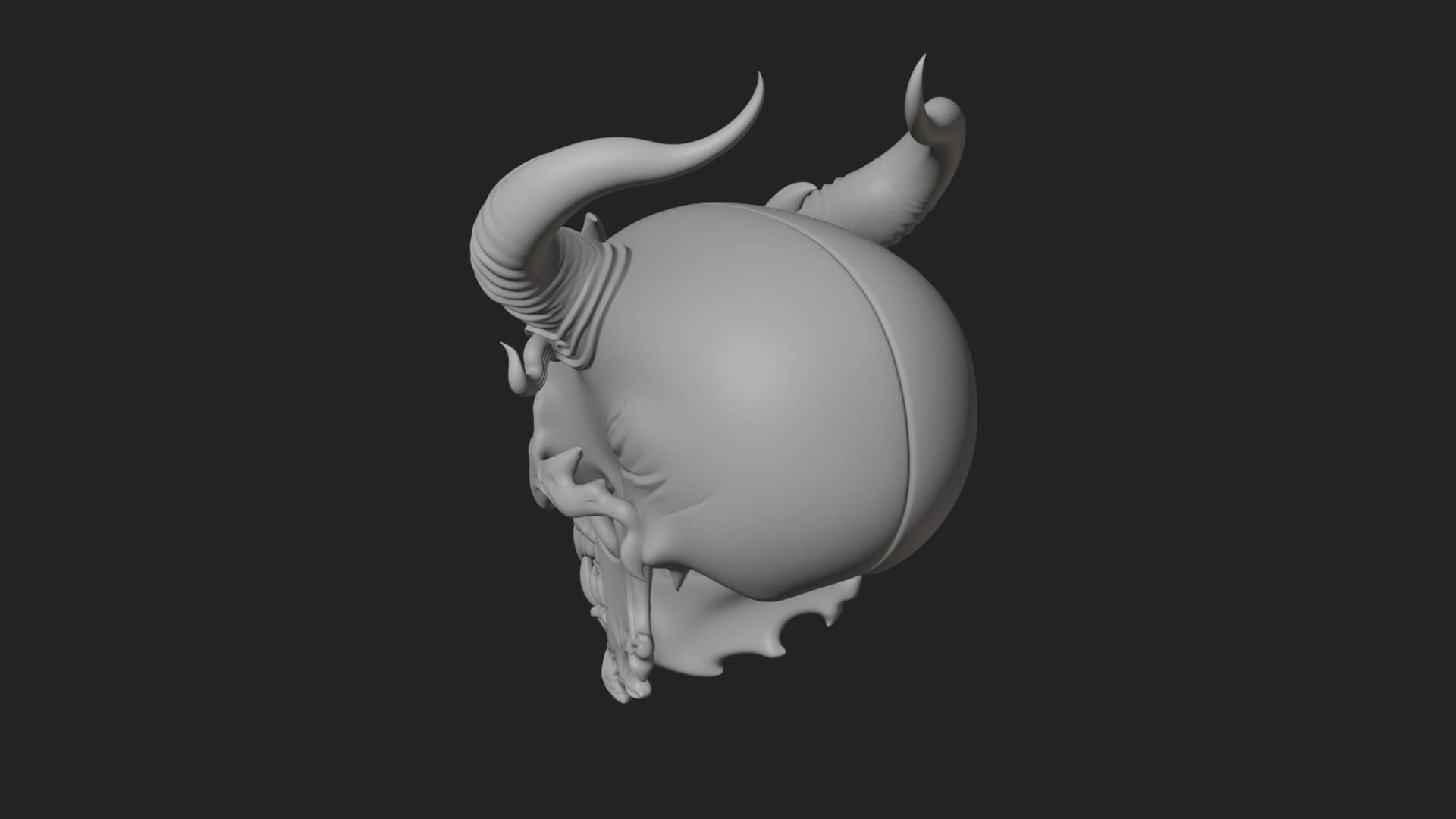 Horned Carved Skull Statue Design 1 3D Print Model 3D Model