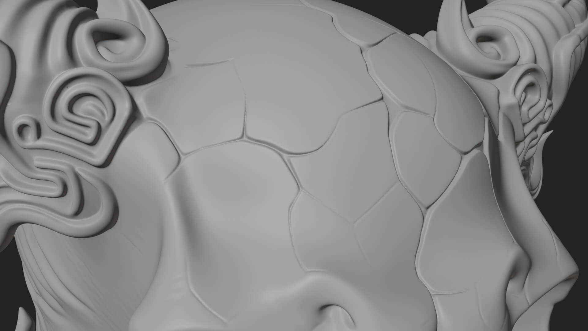 Horned Carved Skull Statue Design 1 3D Print Model 3D Model