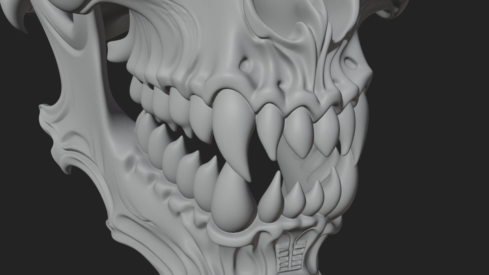 Horned Carved Skull Statue Design 1 3D Print Model 3D Model