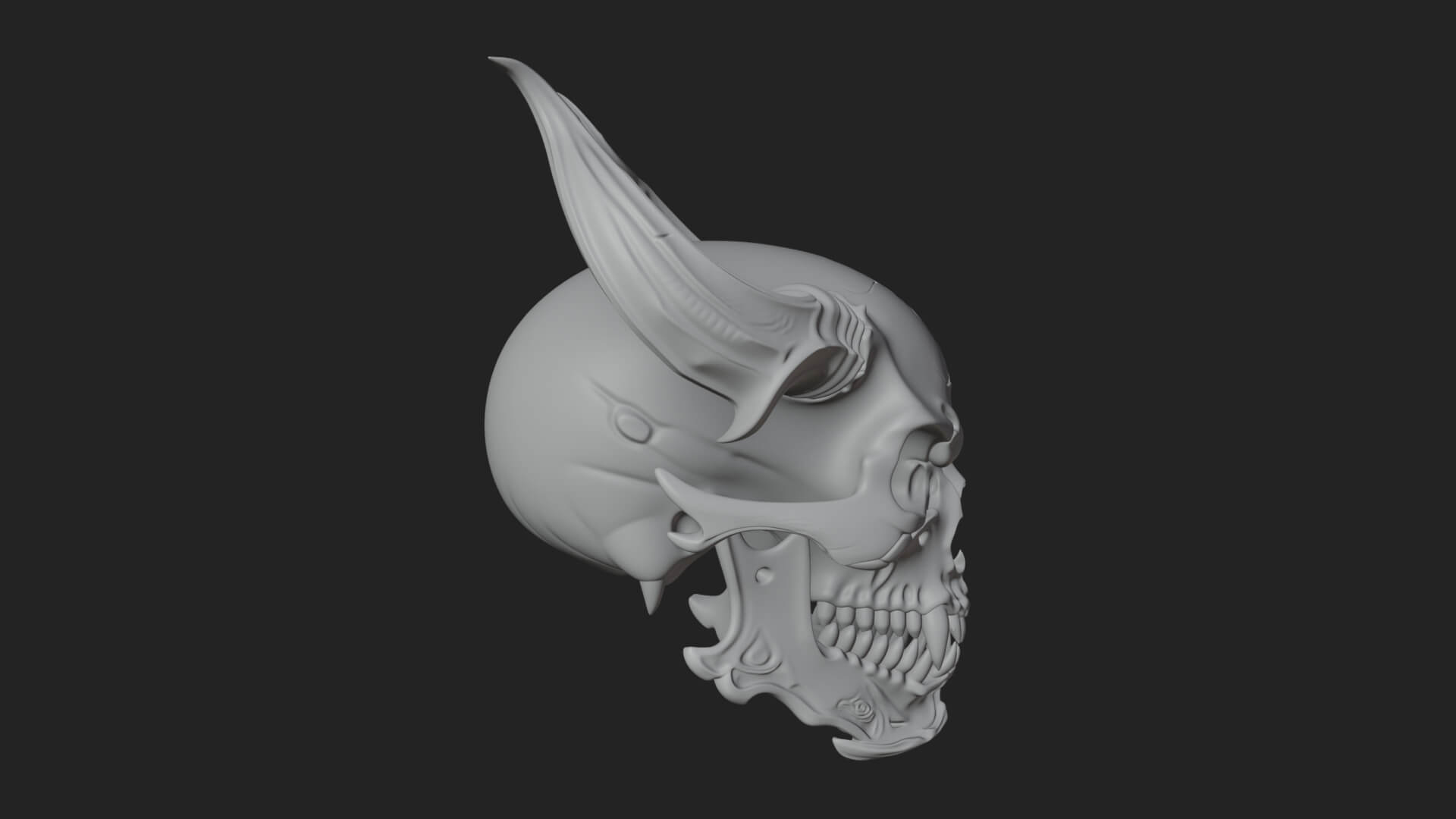 Horned Carved Skull Statue Design 2 3D Print Model 3D Model