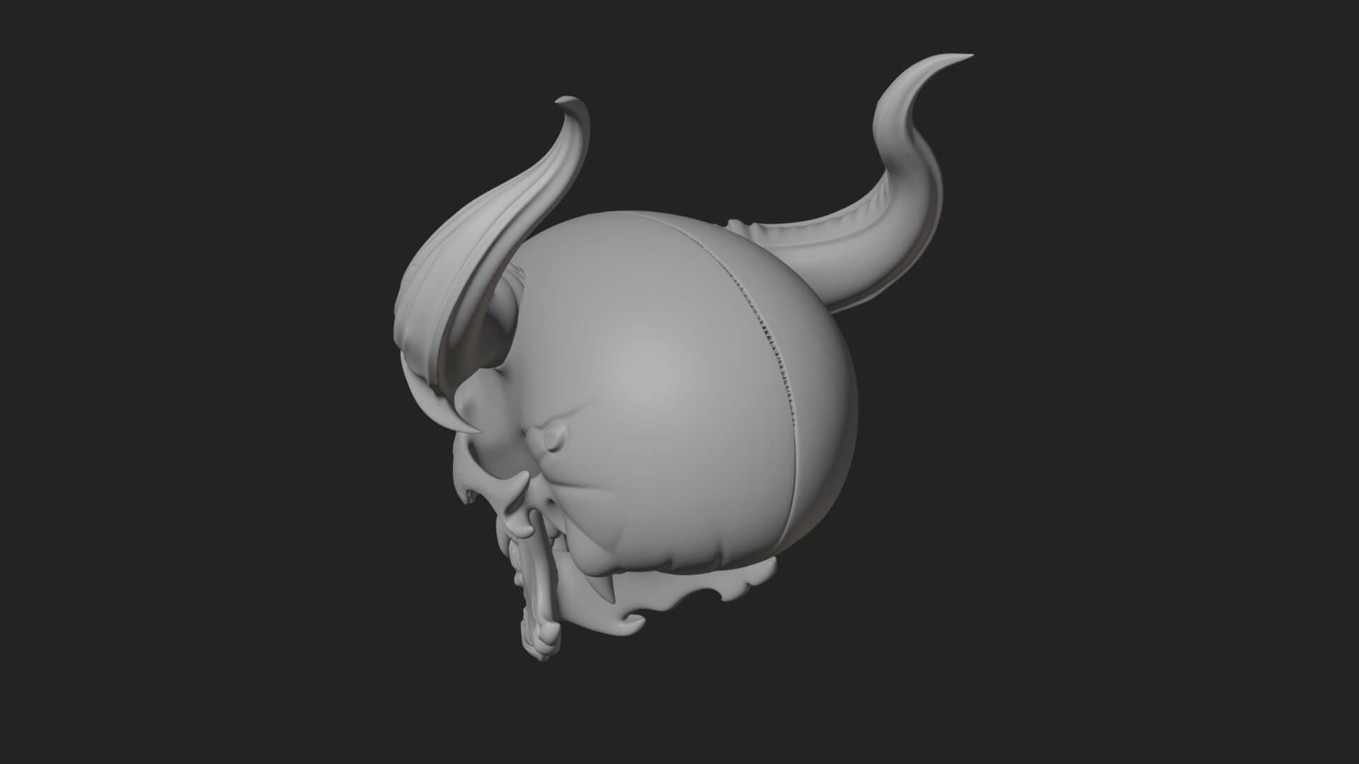 Horned Carved Skull Statue Design 2 3D Print Model 3D Model