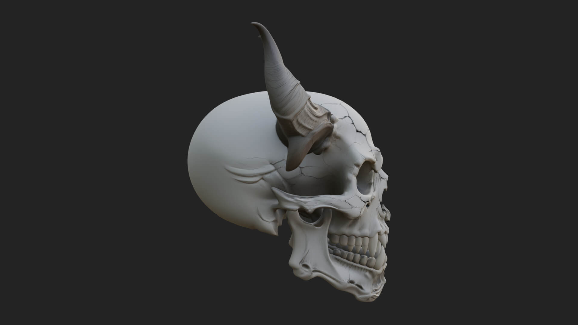 Horned Carved Skull Statue Design 3 3D Print Model 3D Model