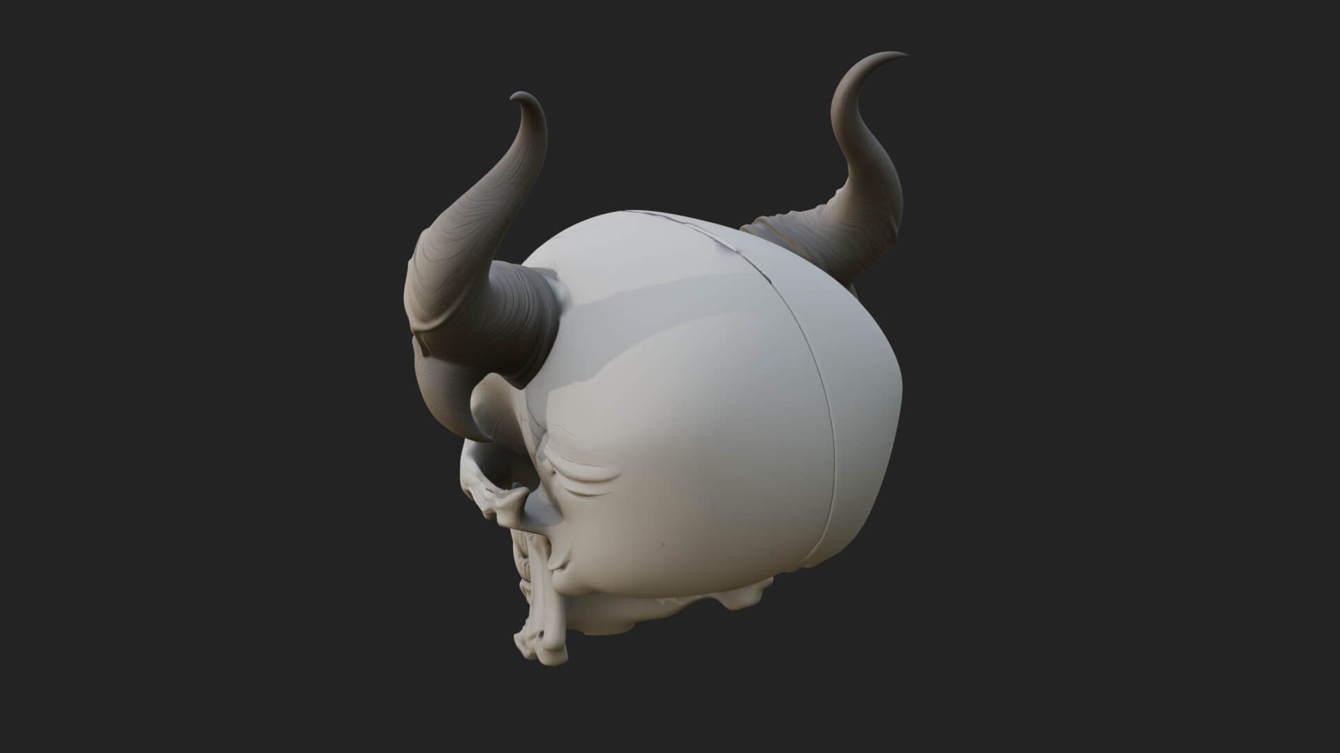 Horned Carved Skull Statue Design 3 3D Print Model 3D Model