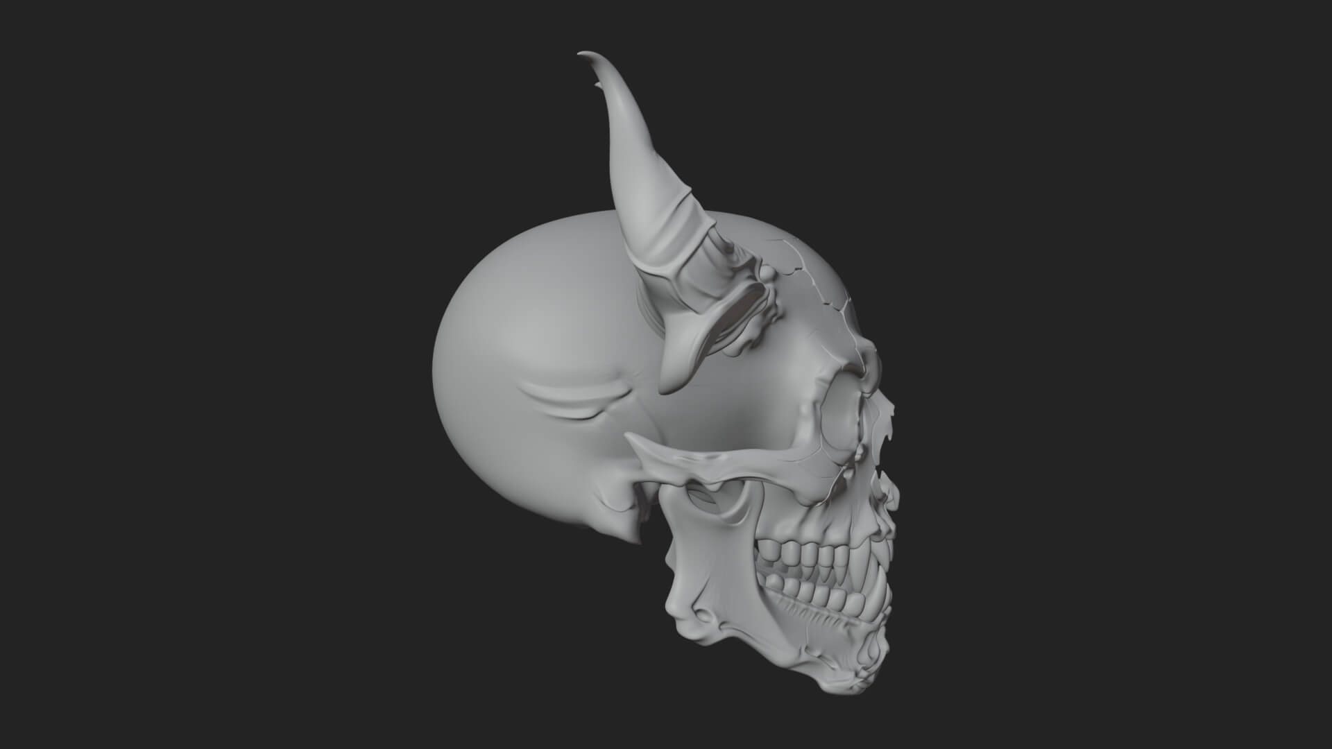 Horned Carved Skull Statue Design 3 3D Print Model 3D Model