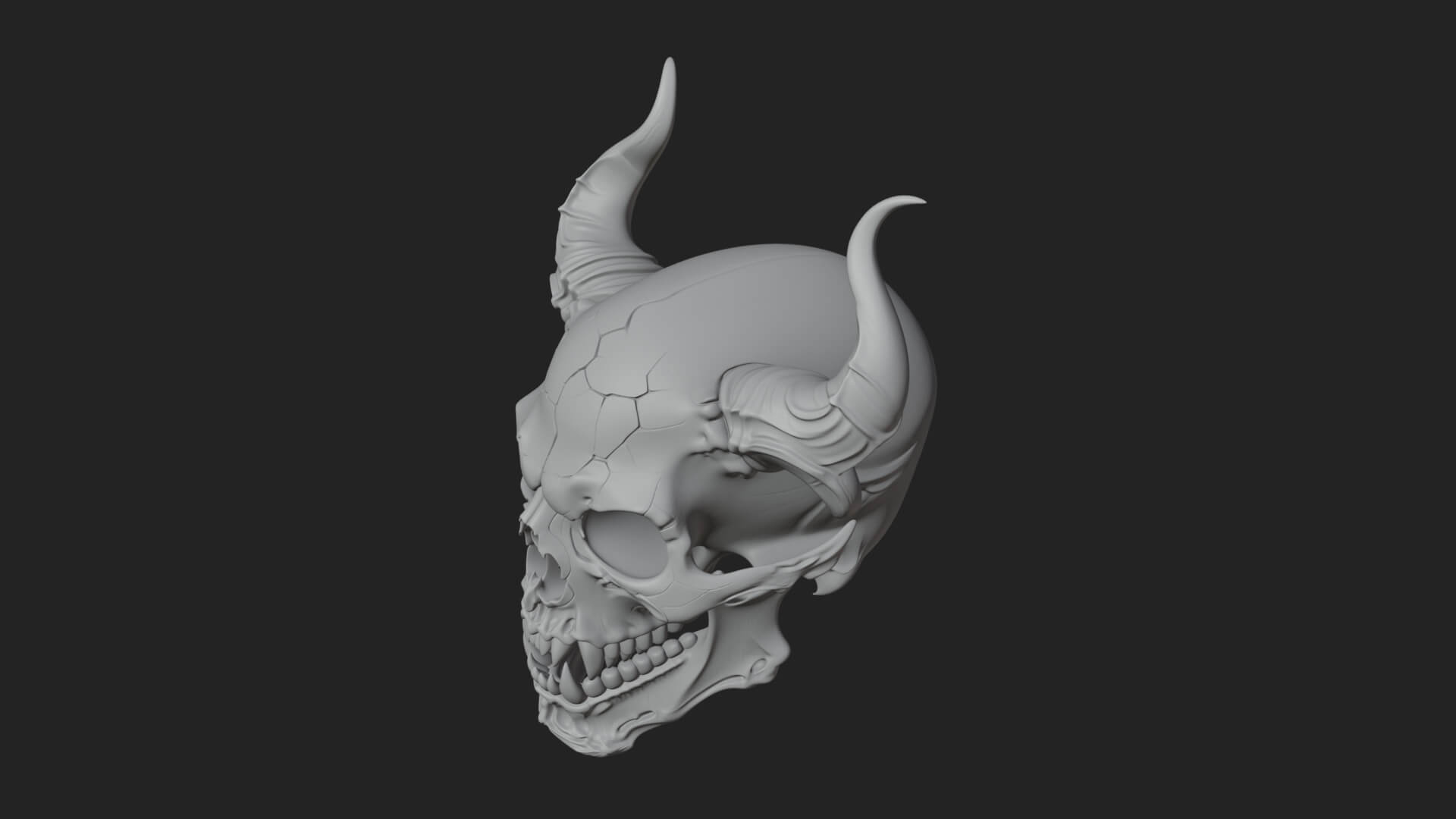 Horned Carved Skull Statue Design 3 3D Print Model 3D Model
