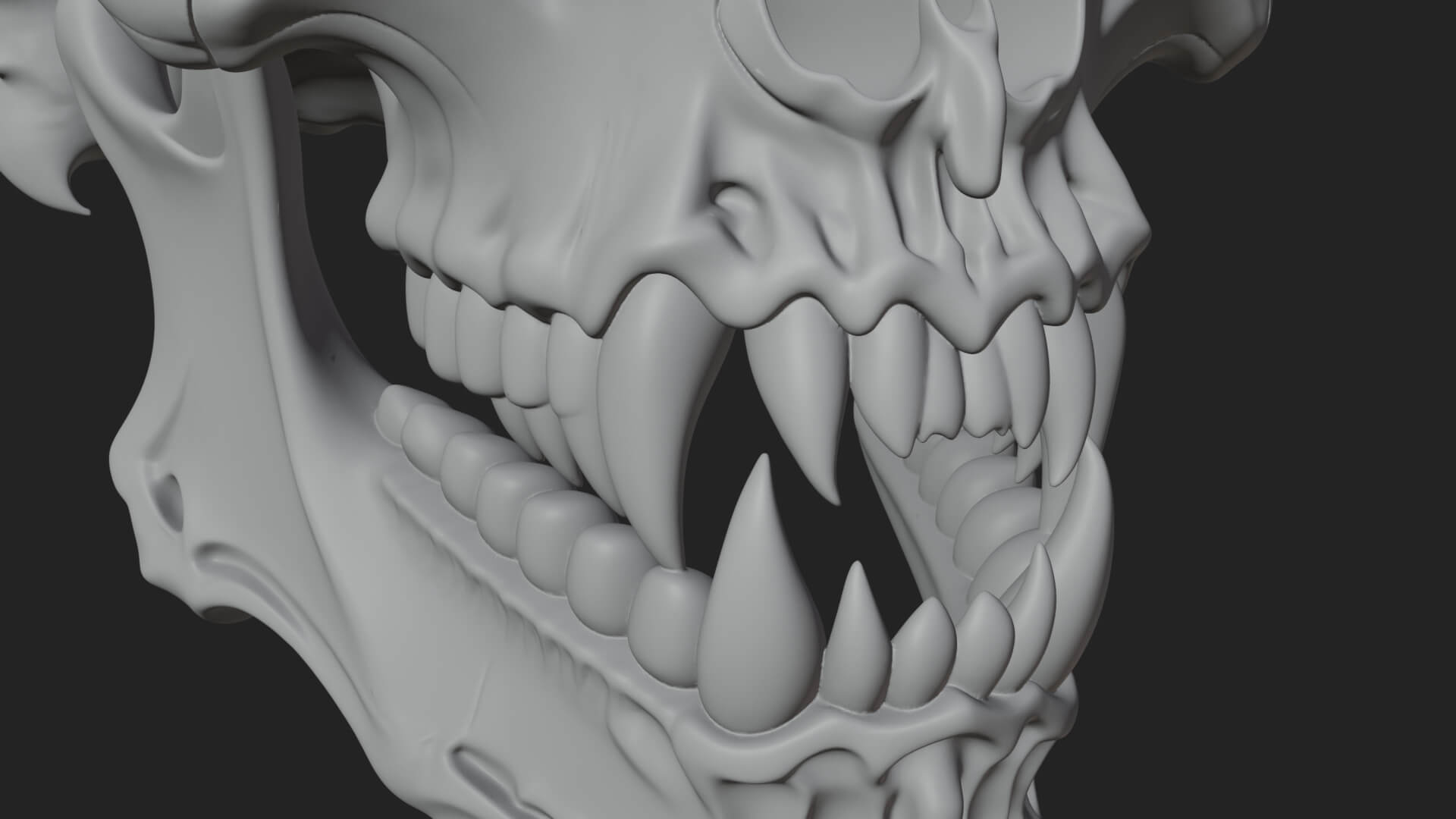 Horned Carved Skull Statue Design 3 3D Print Model 3D Model