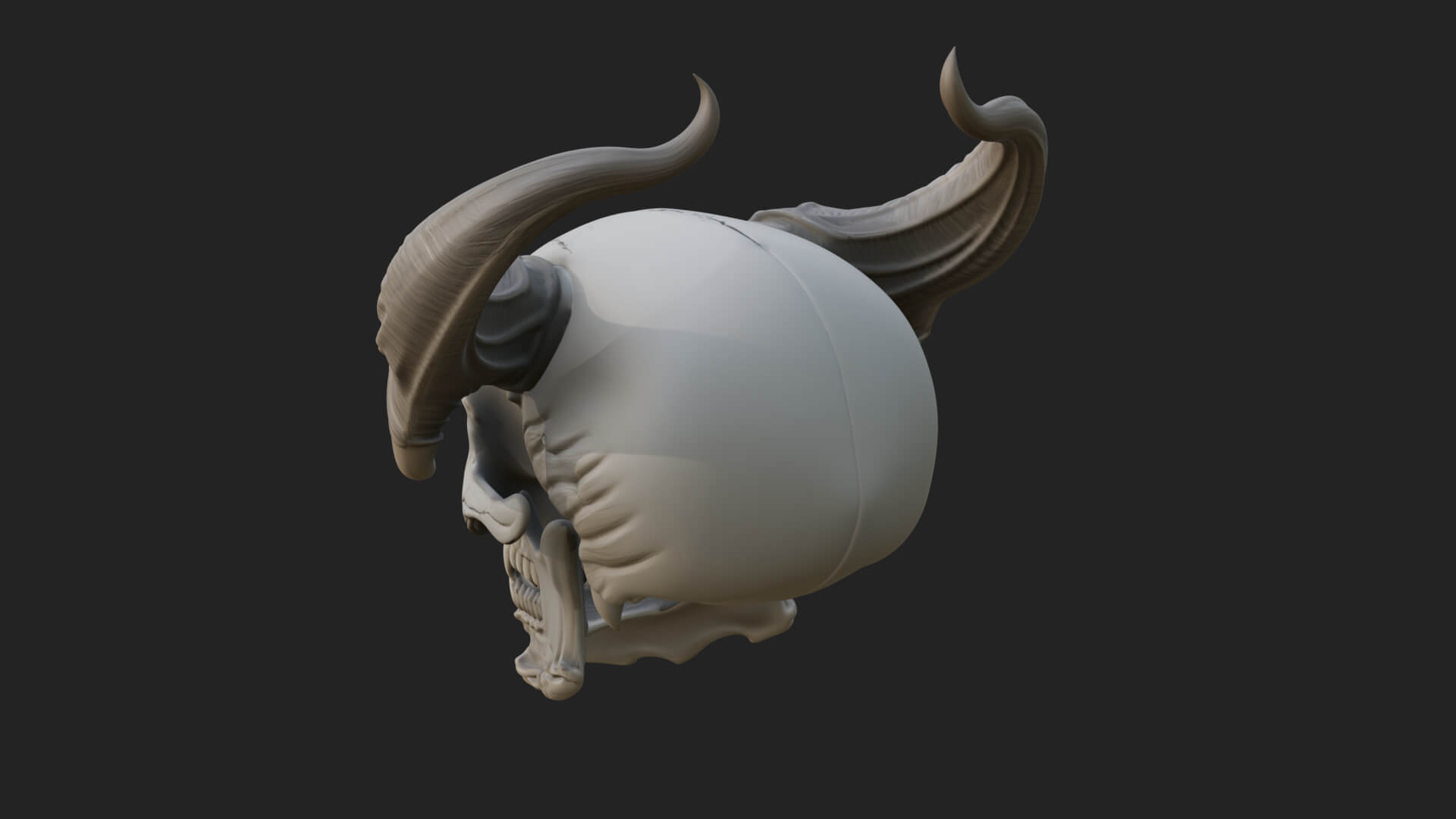Horned Carved Skull Statue Design 4 3D Print Model 3D Model