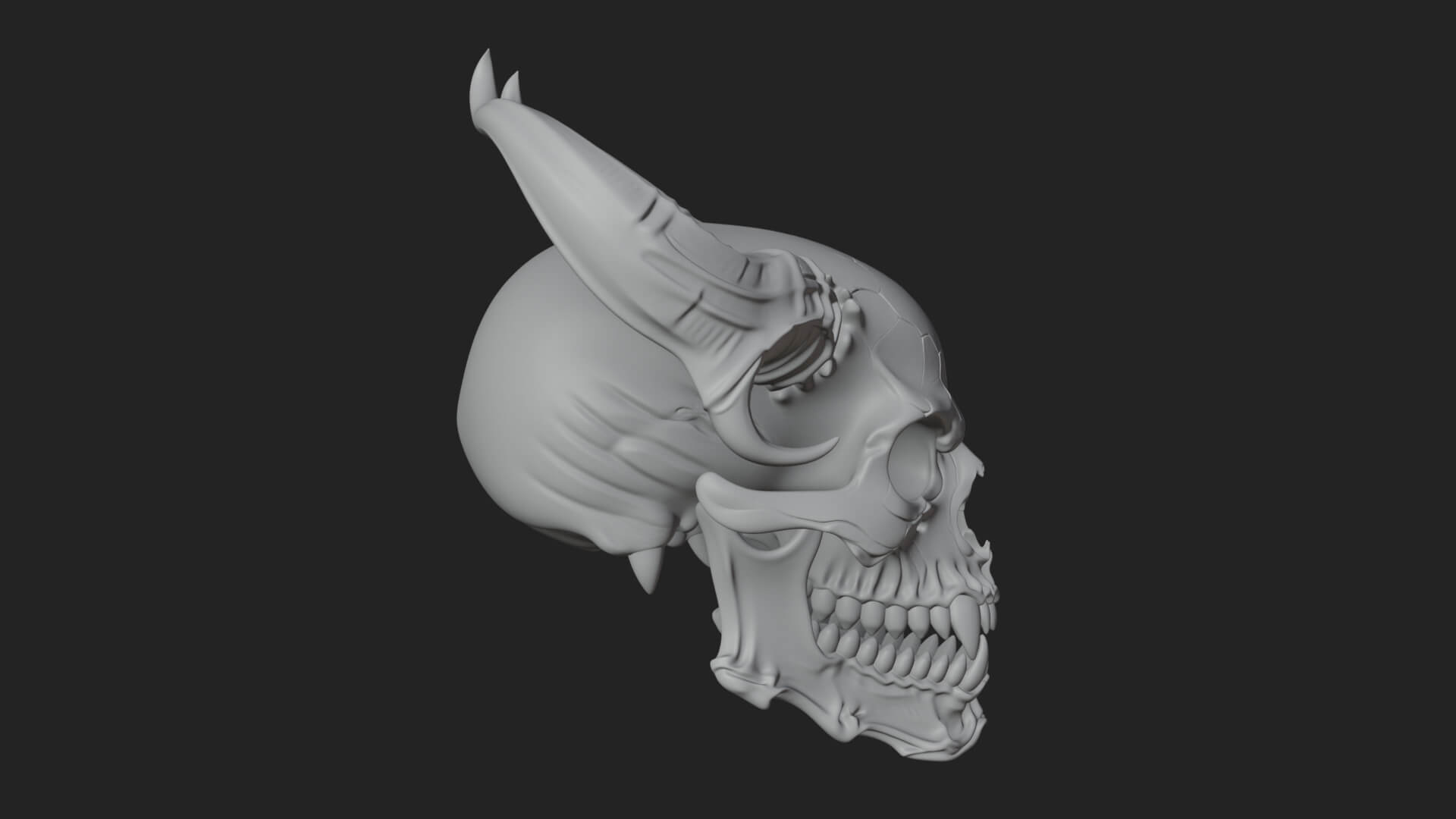 Horned Carved Skull Statue Design 4 3D Print Model 3D Model