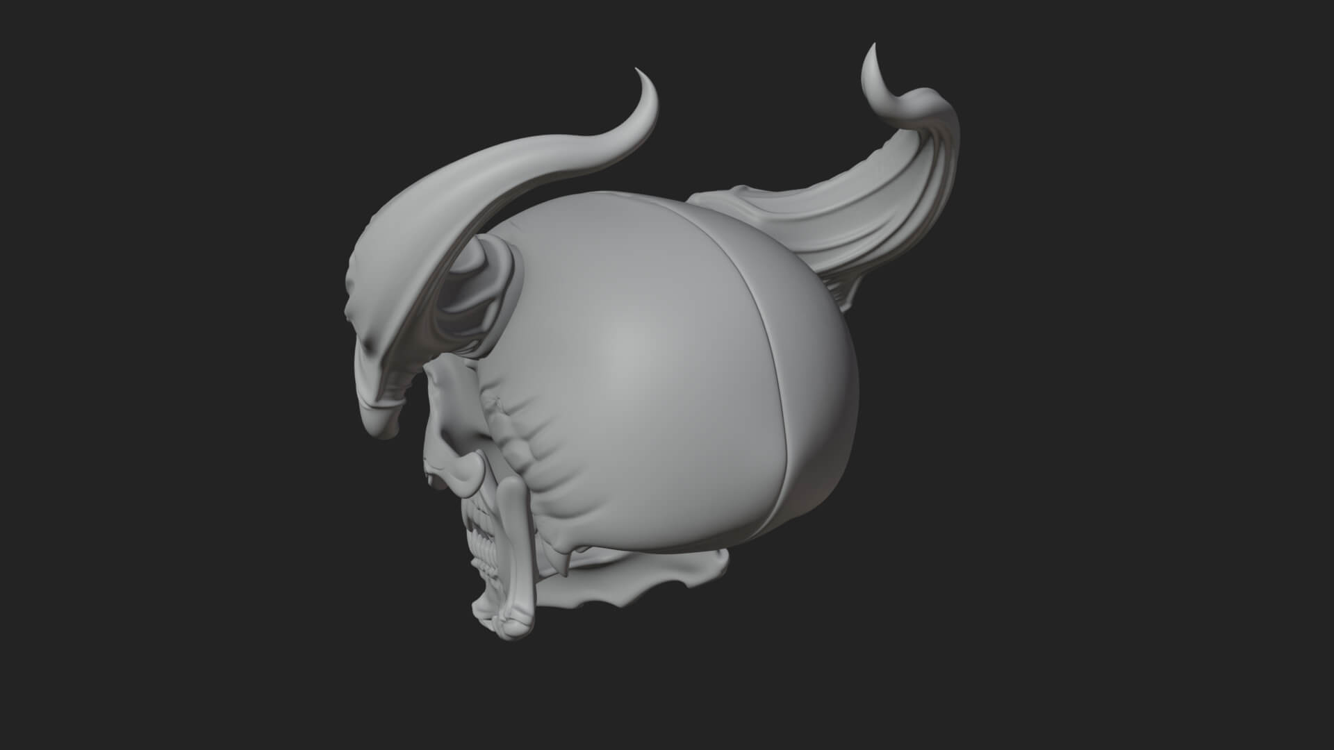 Horned Carved Skull Statue Design 4 3D Print Model 3D Model
