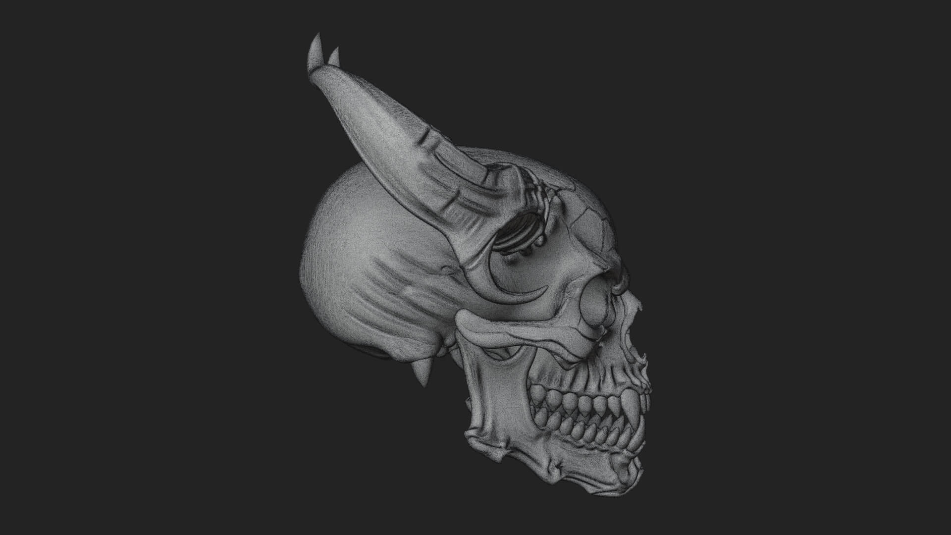 Horned Carved Skull Statue Design 4 3D Print Model 3D Model