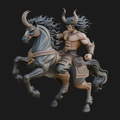 Horned Centaur Warrior Statue Design 1 3D Print Model