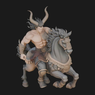Horned Centaur Warrior Statue Design 2 3D Print Model