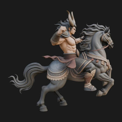 Horned Centaur Warrior Statue Design 4 3D Print Model