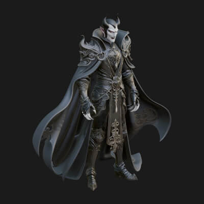 Horned Dark Lord Statue Design 1 3D Print Model