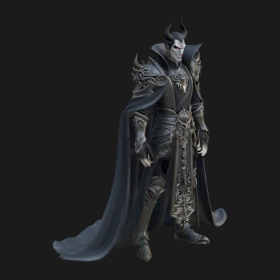 Horned Dark Lord Statue Design 2 3D Print Model