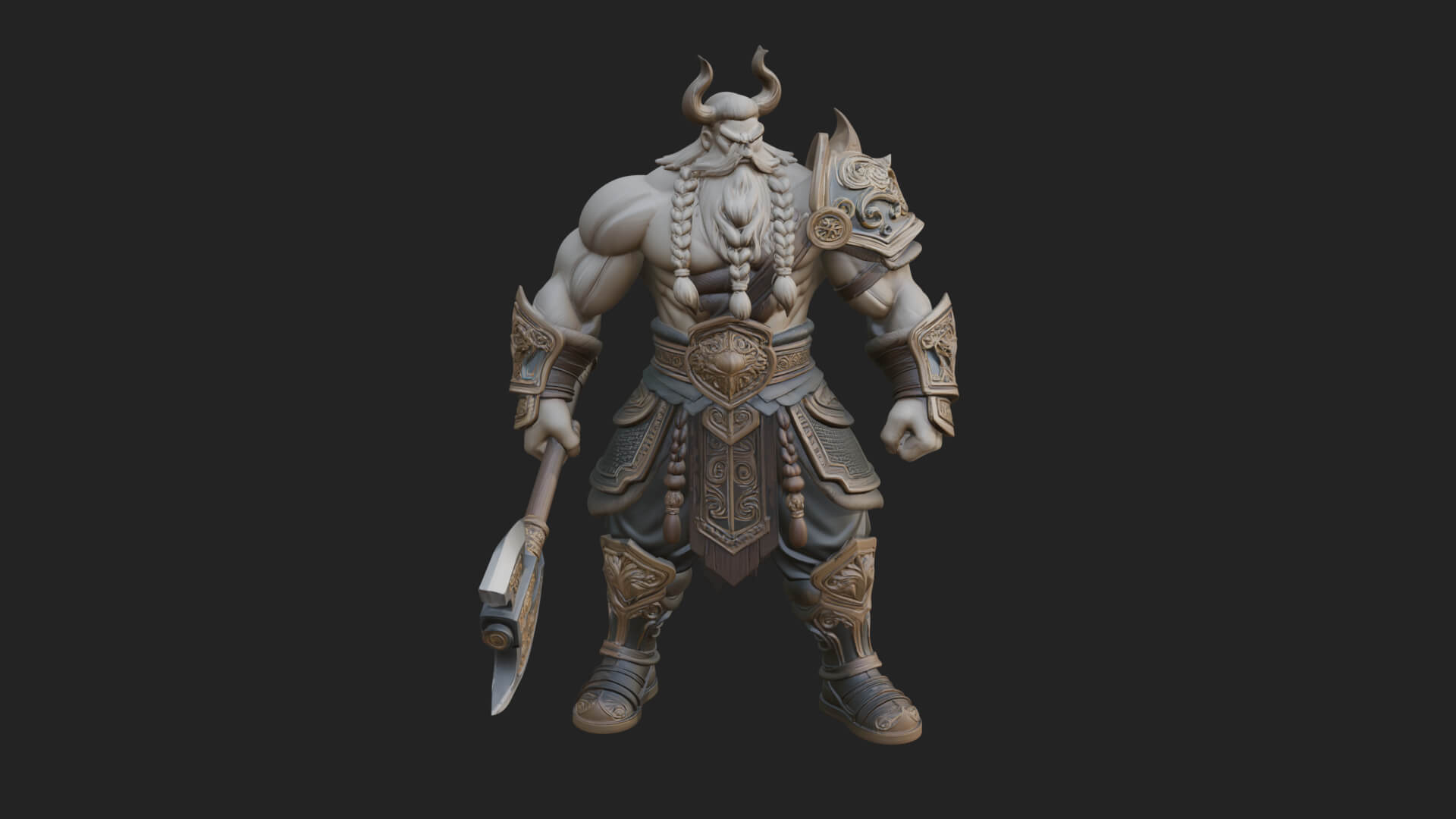 Horned Demon Armored Statue Design 10 3D Print Model 3D Model