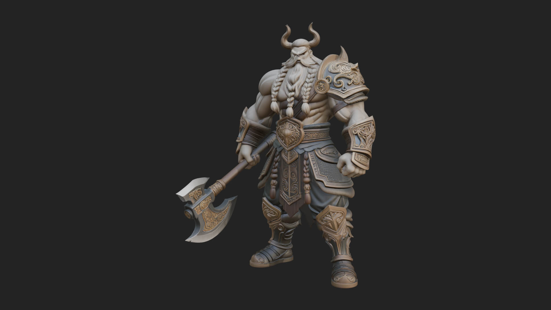 Horned Demon Armored Statue Design 10 3D Print Model 3D Model