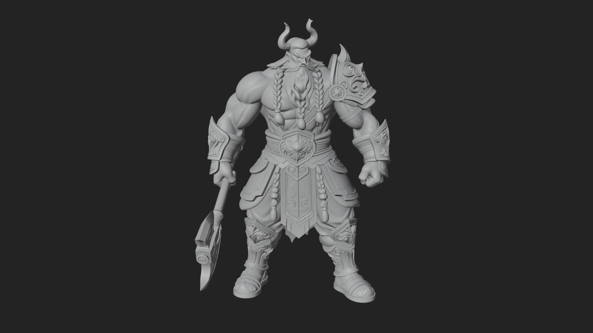 Horned Demon Armored Statue Design 10 3D Print Model 3D Model