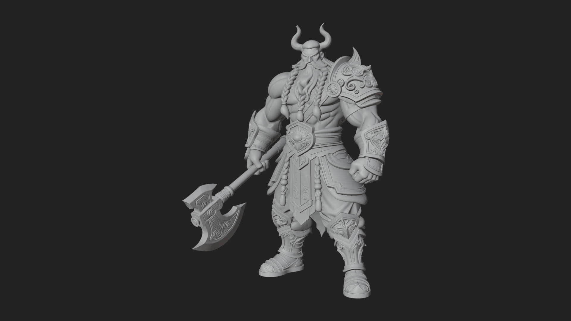 Horned Demon Armored Statue Design 10 3D Print Model 3D Model